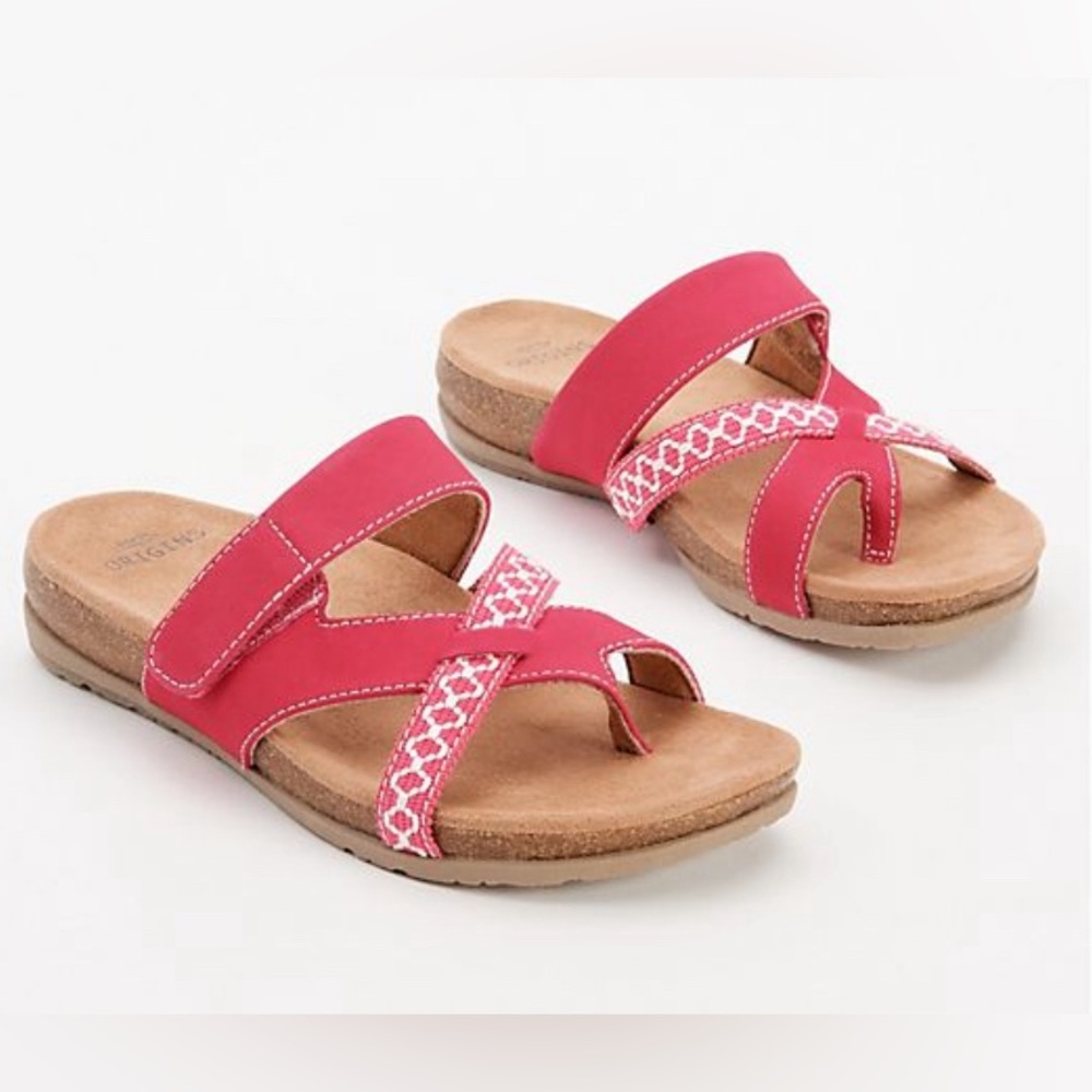 Earth Origins Nubuck Toe-Post Woman’s Sandals Ossi Size 9 M Color Raspberry